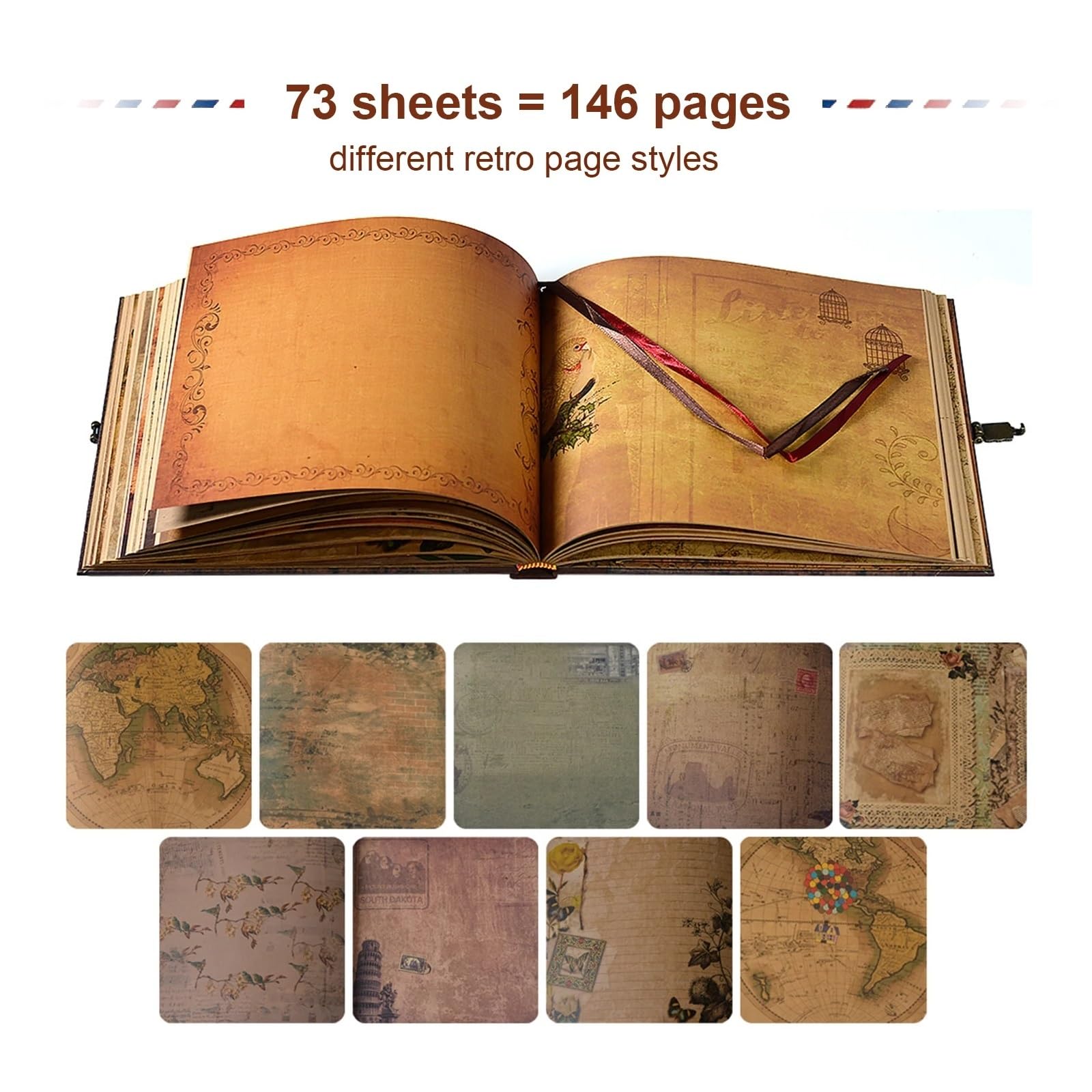 Álbum de Fotos Hecho a Mano DIY de 46 páginas, álbum de Recortes, Nuestro Libro de Aventuras, álbum Retro de Kraft, Aniversario