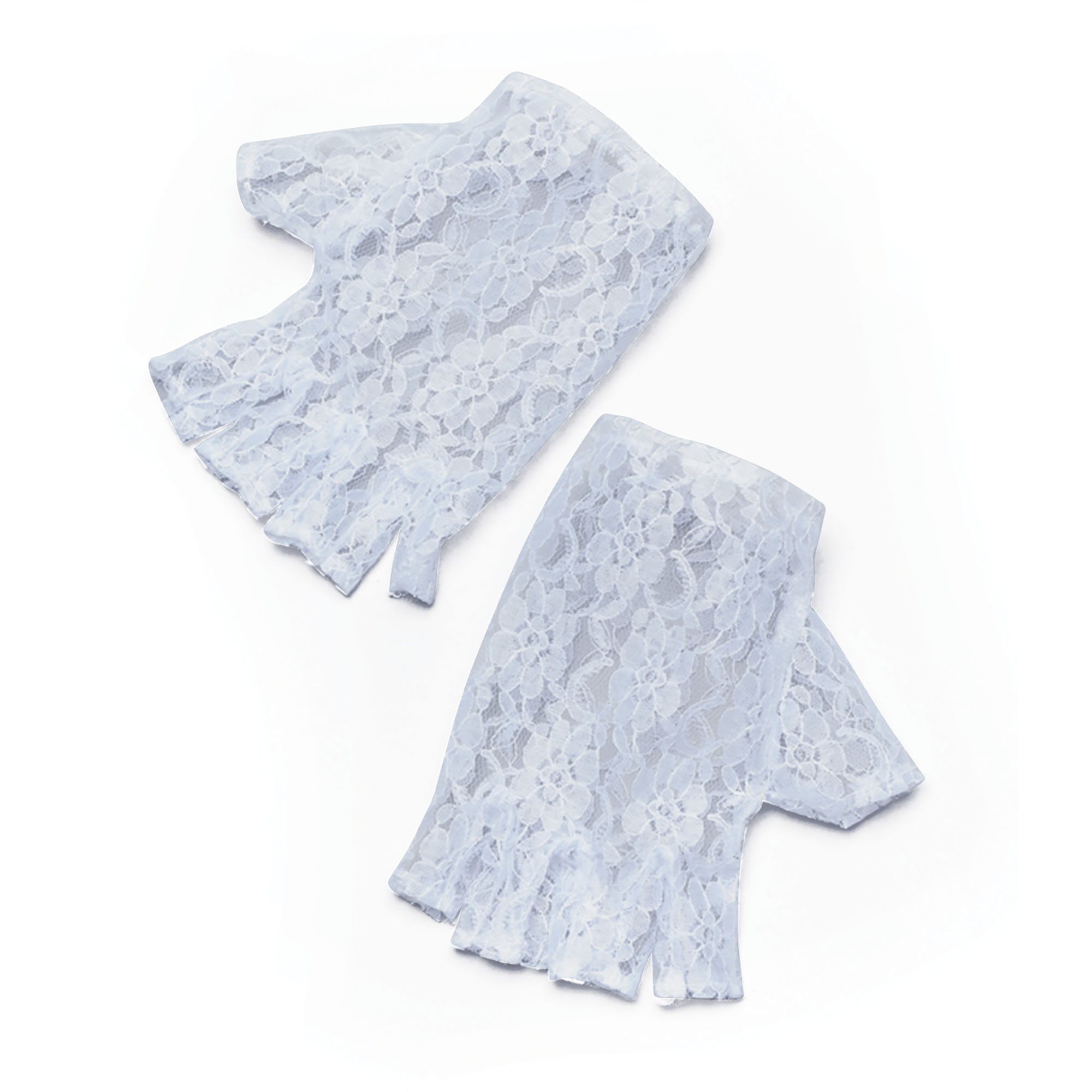 Fingerless Lace Gloves (White) Fancy Dress Accessory