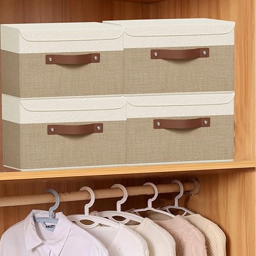 Miniatura 5 de ANBOO Organizador de ropa de armario de gran tamaño con asas, organizadores plegables y apilables con tablero de soporte para ropa, pantalones,