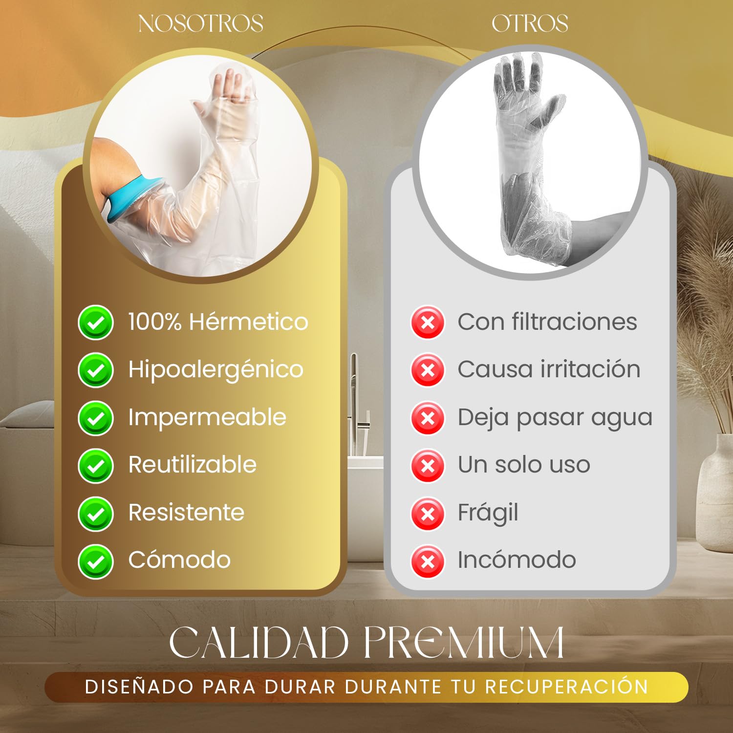 Protector Picc Brazo Ducha - Mangas para Brazos Impermeable - Protector Escayola Brazo Adulto y Cubre tatuajes- Protección para Heridas y Quemaduras - Protector Antebrazo