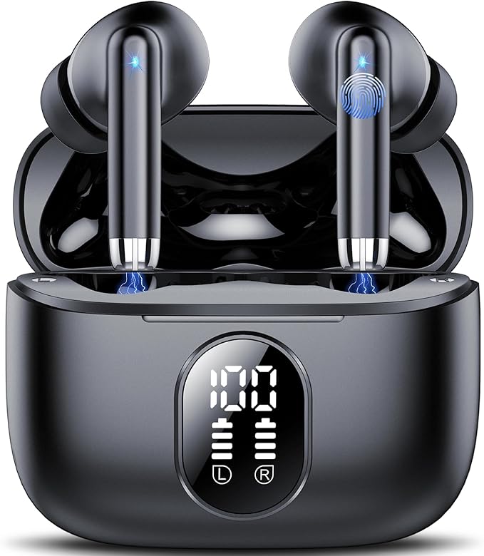 2025 Auriculares Bluetooth, Nuevo Auriculares Inalambricos Bluetooth 5.4 HiFi Estéreo con 4 ENC Mic, 40 Horas Mini Cascos Inalambricos Bluetooth con Pantalla, Audifonos Inalambricos para Android iOS