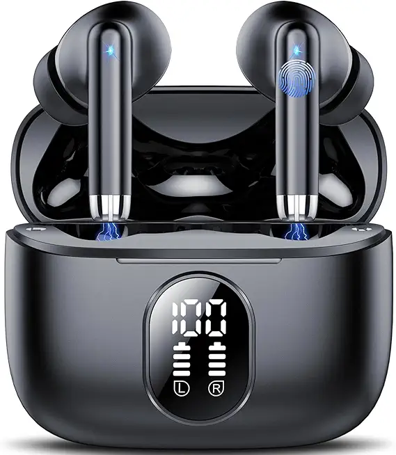 2025 Neue Bluetooth 5.4 Kopfhörer, QXQ Kopfhörer Kabellos Sport In Ear Headphones mit 4 ENC Mic, 40 Std Kabellose Kopfhörer Tiefer Bass, Noise Cancelling Earbuds mit LED-Anzeige Kompatibel Android iOS