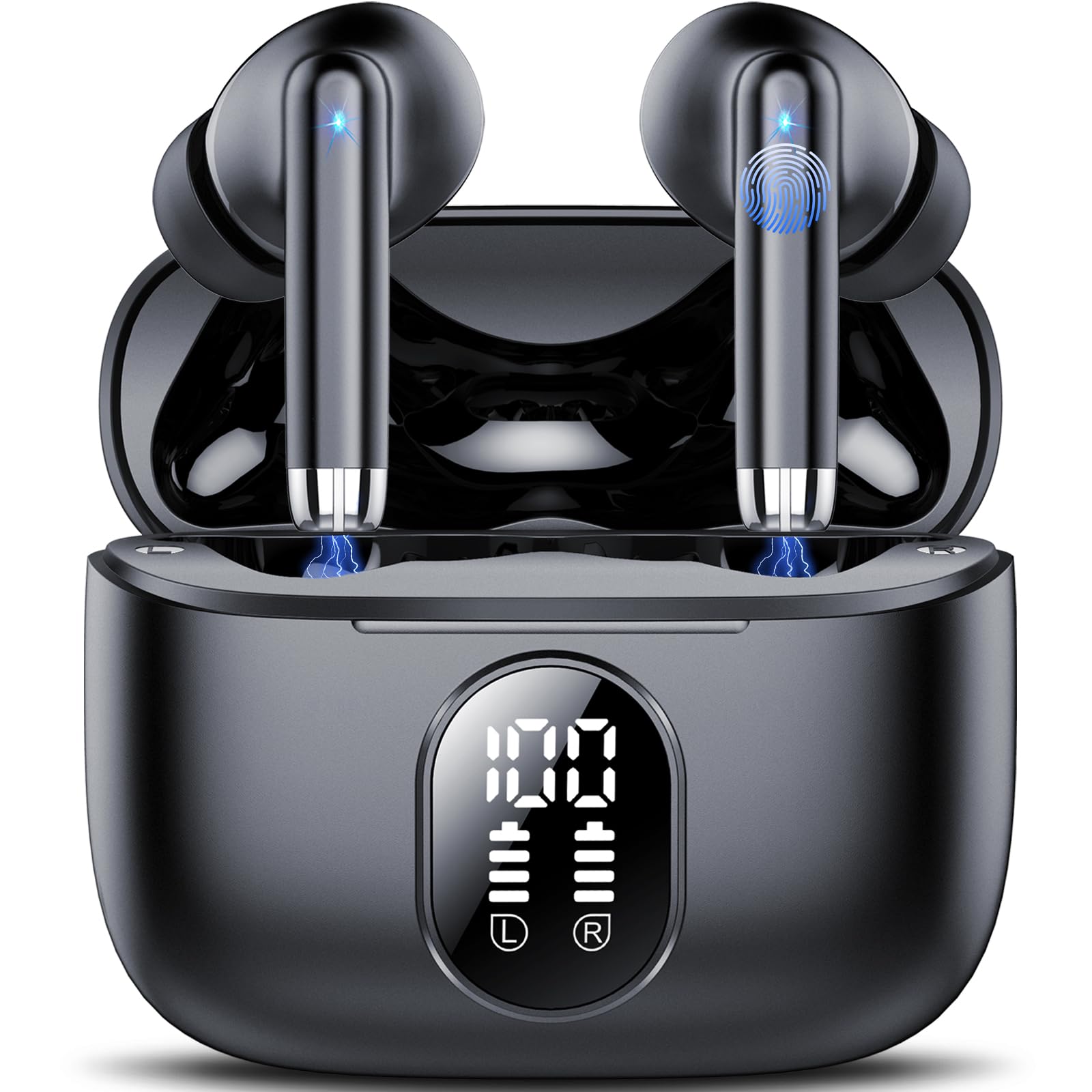 Écouteurs Bluetooth 5.4 Intra-auriculaires - 40h Autonomie, étanches IPX7, Léger 4.2g - Jaune Bonbon