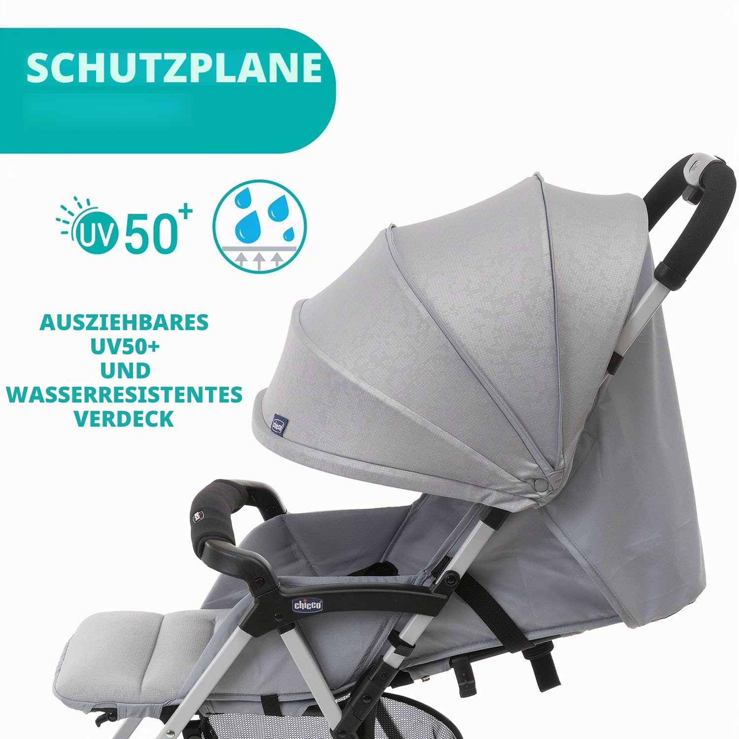 Chicco OHlalà 3 Ultra-Leichtgewicht Kinderwagen von Geburt bis 15 kg, Liege- und Faltbuggy mit großem Einkaufskorb, Kompakt, Regenschutz und Ausziehbares Verdeck