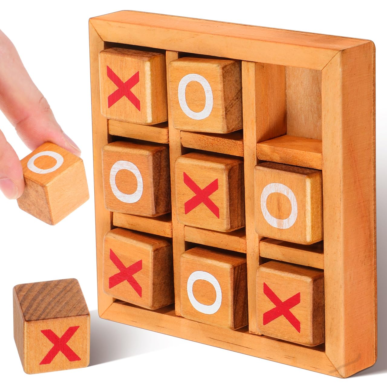 TOYANDONA Gioco Del Tris In Legno - Tic Tac Toe - Set Da Tavolo Portatile Per Bambini E Famiglie - 4