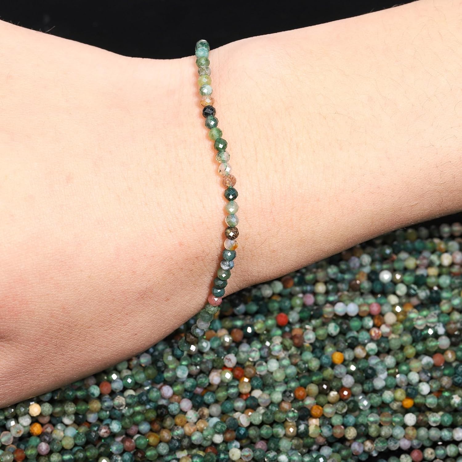 Song Xi 180pcs 2mm Natural Indian Agate Gemstone Beads Faceted Round Loose Stone Beads for Jewelry Making - Image 2