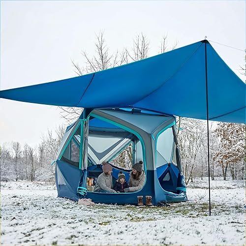 Miniatura 10 de TIMBER RIDGE Tienda de campaña desplegable instantánea para 4/6/8 personas, fácil instalación de 60 segundos, resistente a la intemperie, tienda de