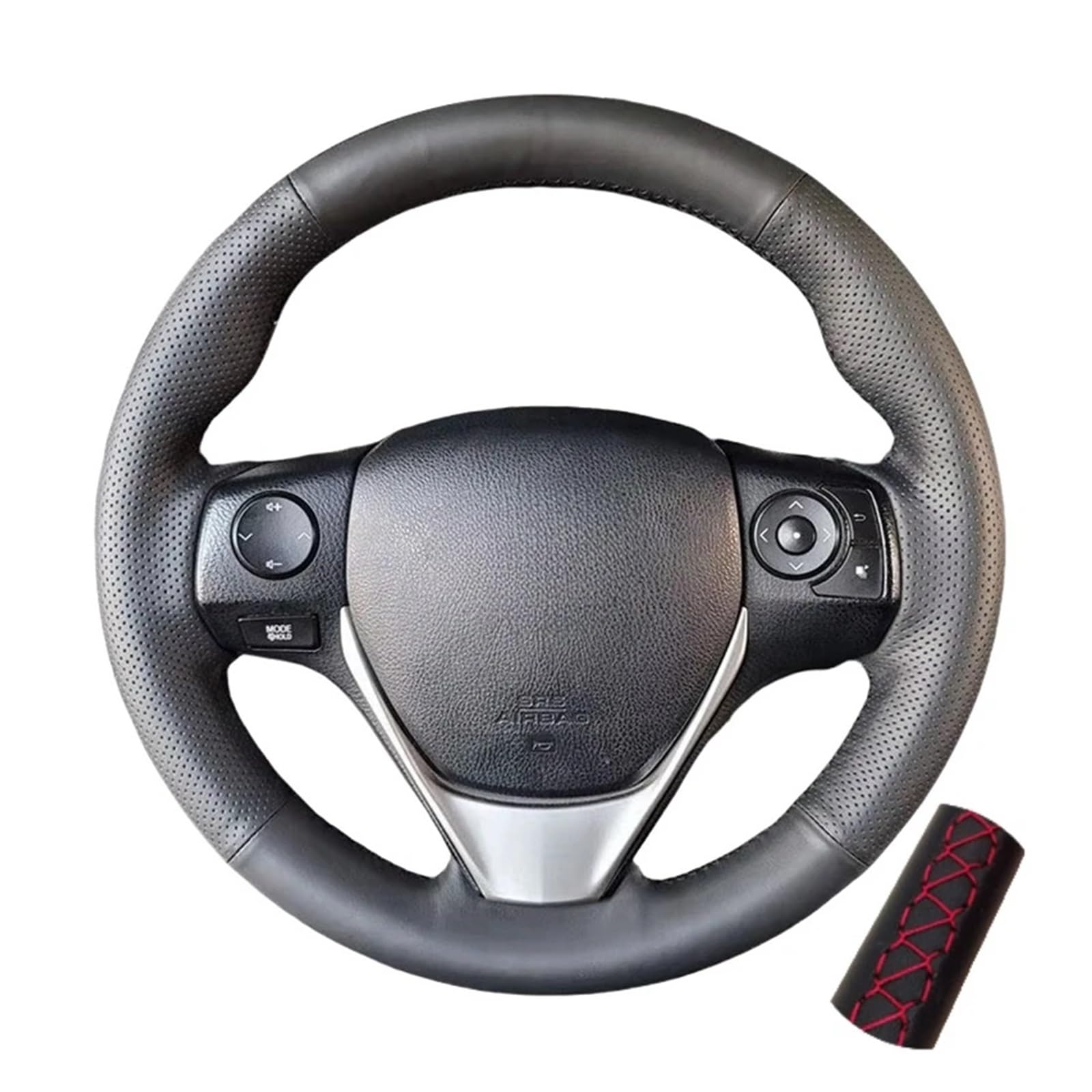 Ysasfzx Red Car Steering Wheel Cover Car Steering Wheel Cover Black Perforated Microfiber Leather For Toyota For E'z For Rav4 For Auris 2013 2014 Steering Wheel Cover(Red)