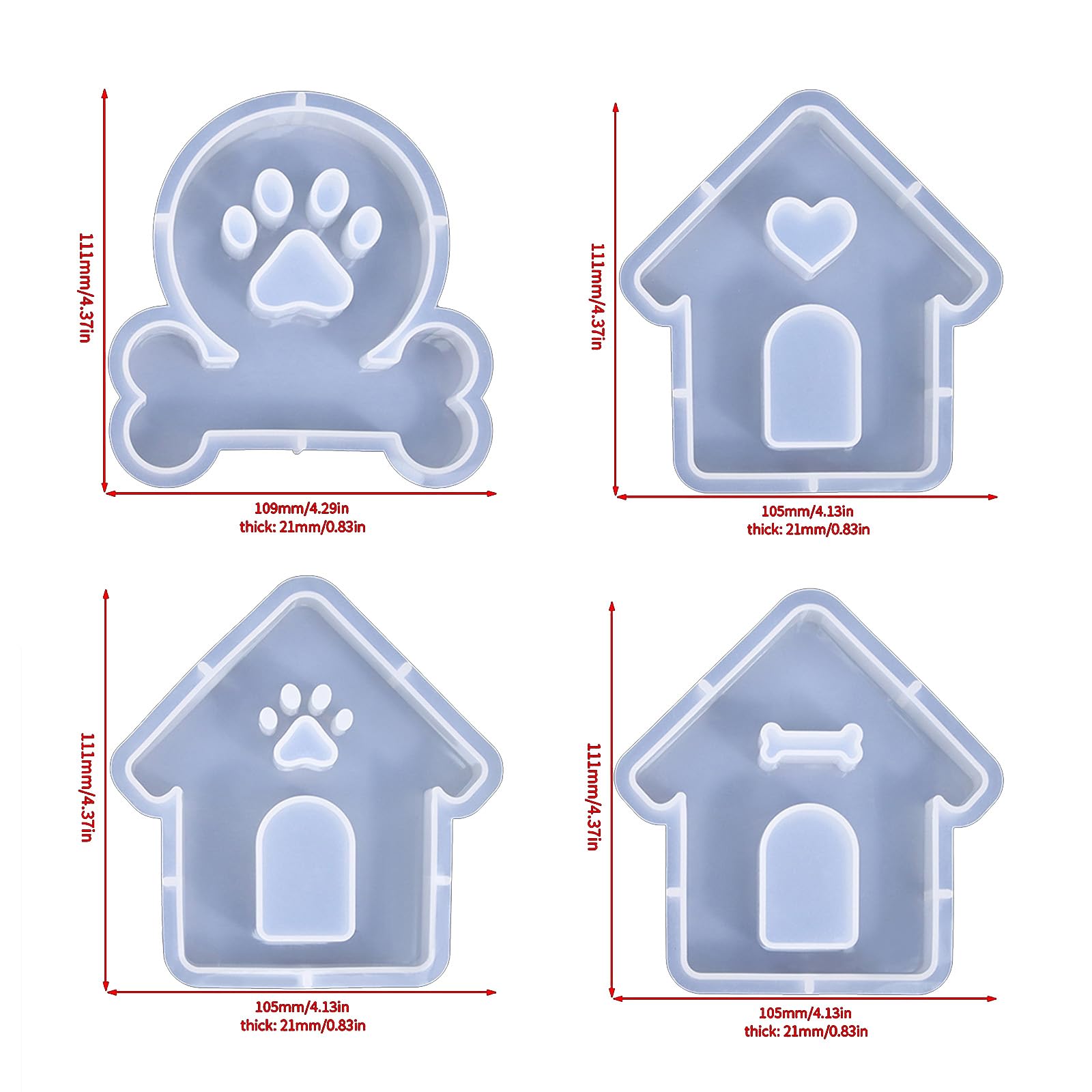 Moldes de silicona, Moldes de silicona con forma de patas de gato, Moldes de resina epoxi for jabón, decoración del hogar, moldes de silicona con forma de casa(Love House 3)