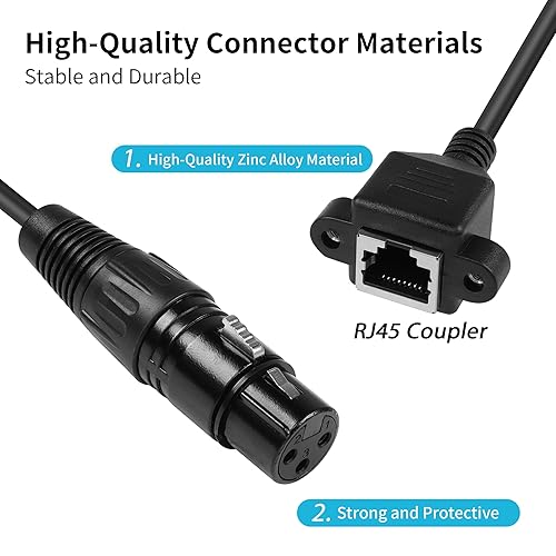 Miniatura 9 de YACSEJAO Adaptador XLR a RJ45 de 3 pines, 2 unidades, RJ45 a XLR, DMX de 5.9 in, cable adaptador XLR de 3 pines a RJ45 para escenario y estudio de