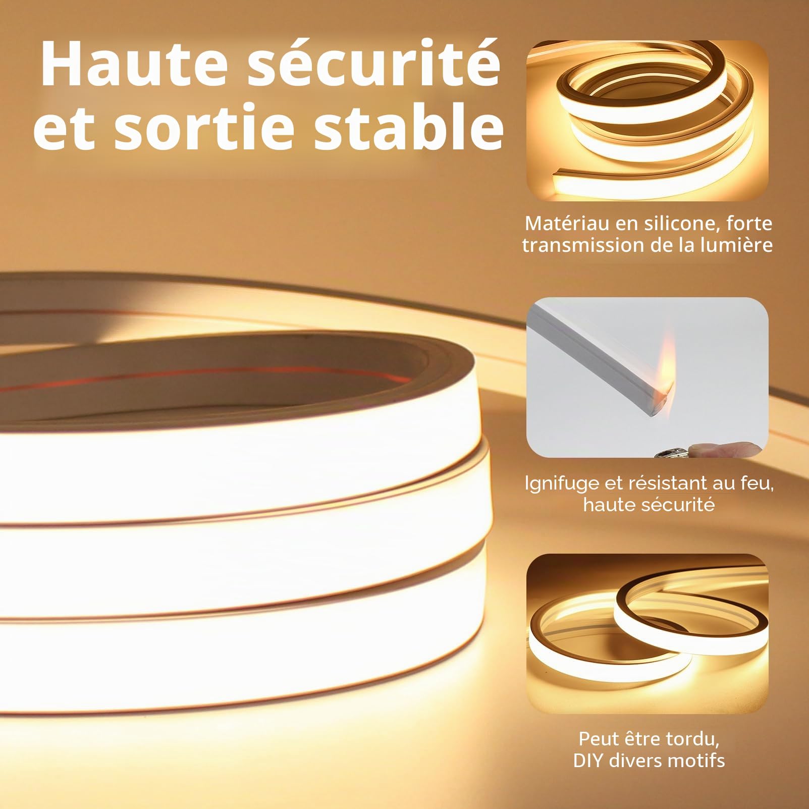 10m Ruban LED Bande Sans Prise Silicone 220V Extérieur Etanche