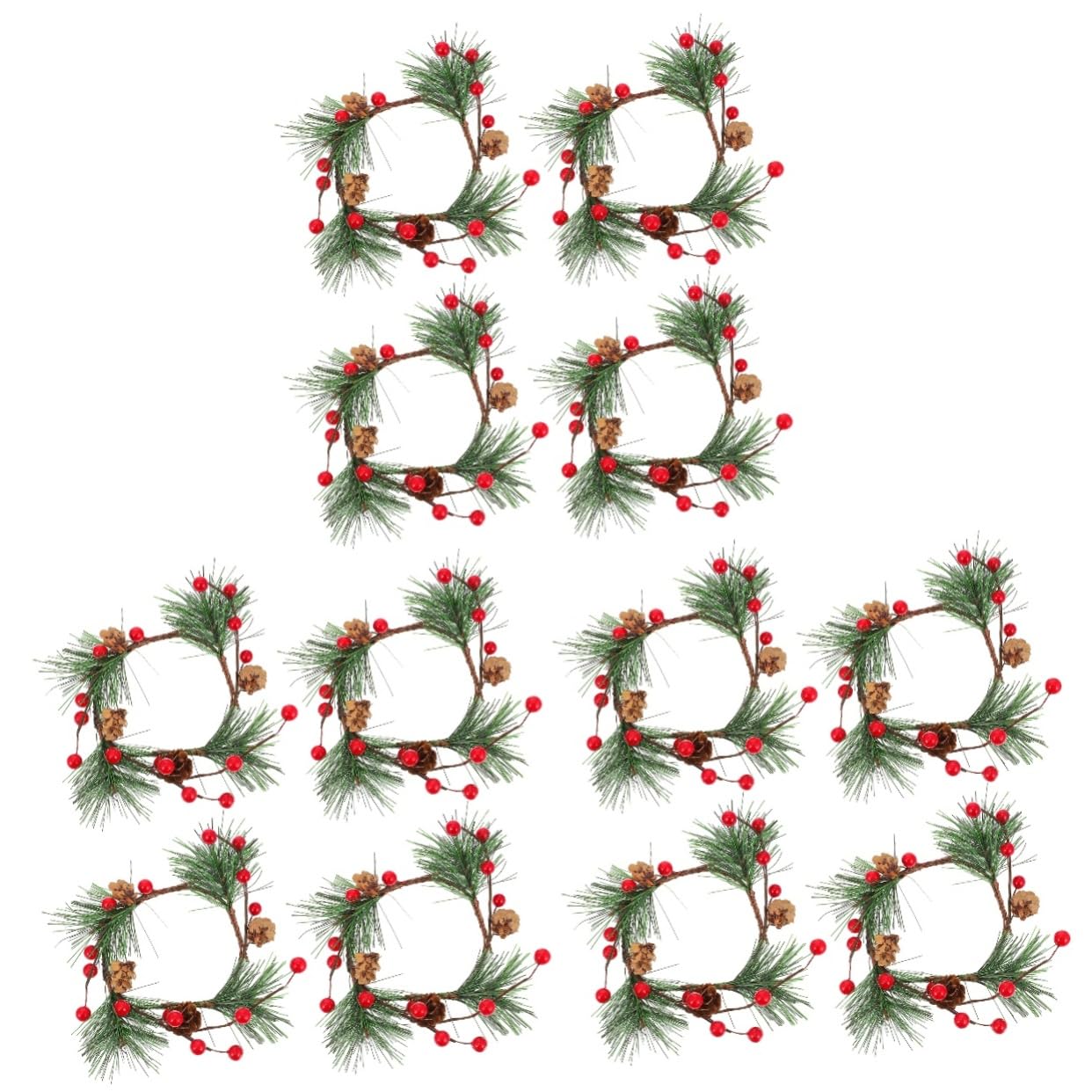 Cabilock 12piezas Guirnalda Navideña De Bayas Rojas y Pinos Artificiales Decoración para Puertas y Paredes Estilo Festivo