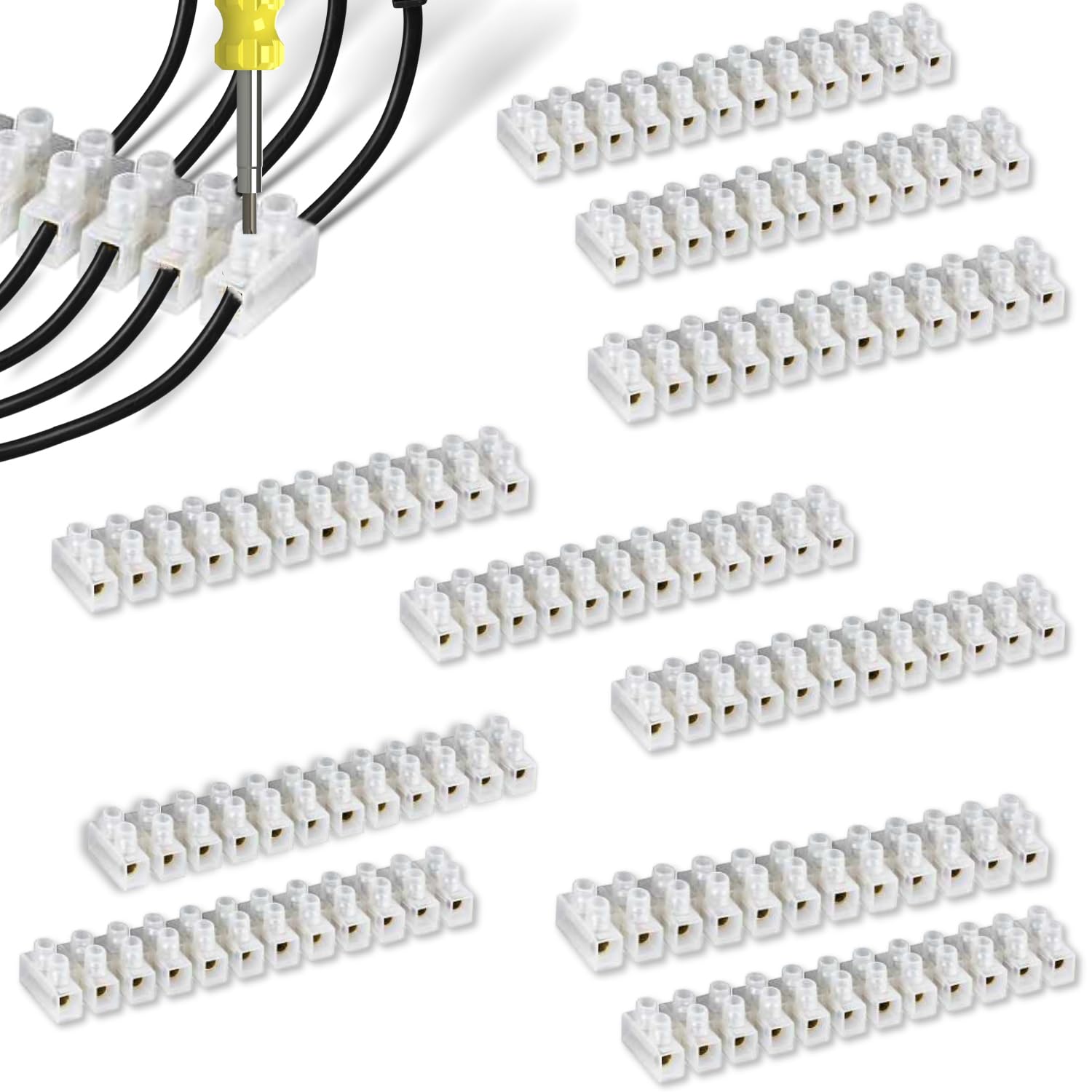 Regleta de conexión de Cables eléctricos, Clema para cables, Empalme Cable electricidad, ficha de conexión para cables, Apto para Sección, Intensidad 10A, Transparente, 10 mm, 10 unidades - imagen 1