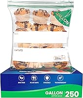 Vista 9 de DiRose Paquete de 250 bolsas de almacenamiento con cierre de 1 galón, diseño práctico y duradero, material seguro para alimentos, sin BPA, cierre