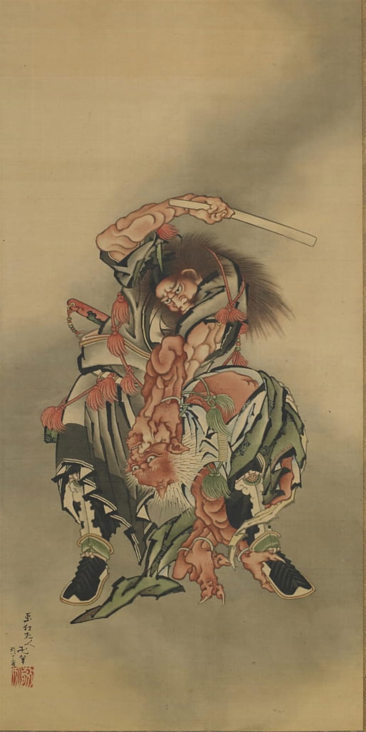 SERENDIPITP Vintage Wall Art Canvas Nordic Poster Canvas Print Picture Zhong Kui Shoki Killing a Demon Edo Period - by Katsushika Hokusai Wall Art Poster for Home Decor 60x90cm