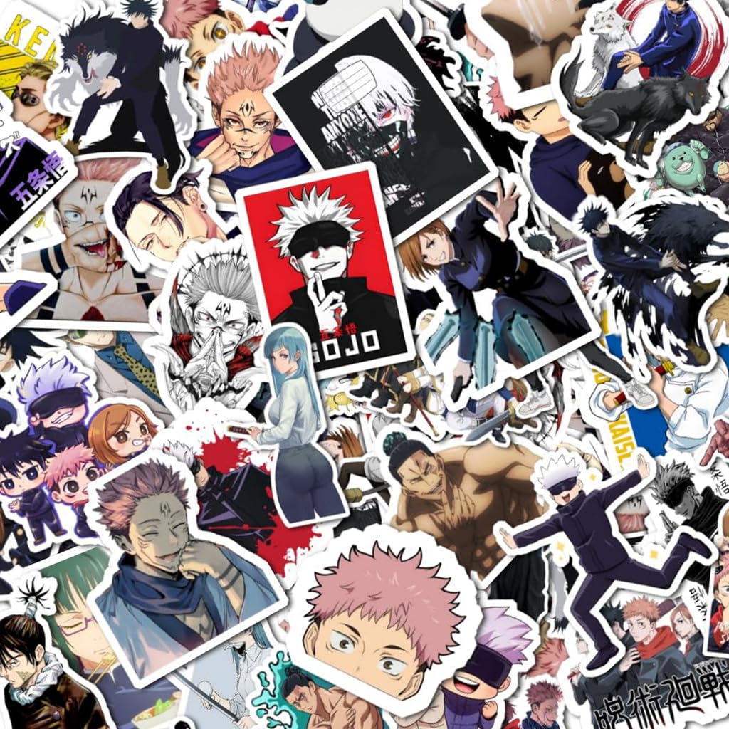 50+ PCS Jujutsu Anime Aesthetic Vinyl Self-Adhesive Stickers for Laptop, Journal, Bike Helmet, Diary, Guitar, Mobile Case - Waterproof Residue-image-48