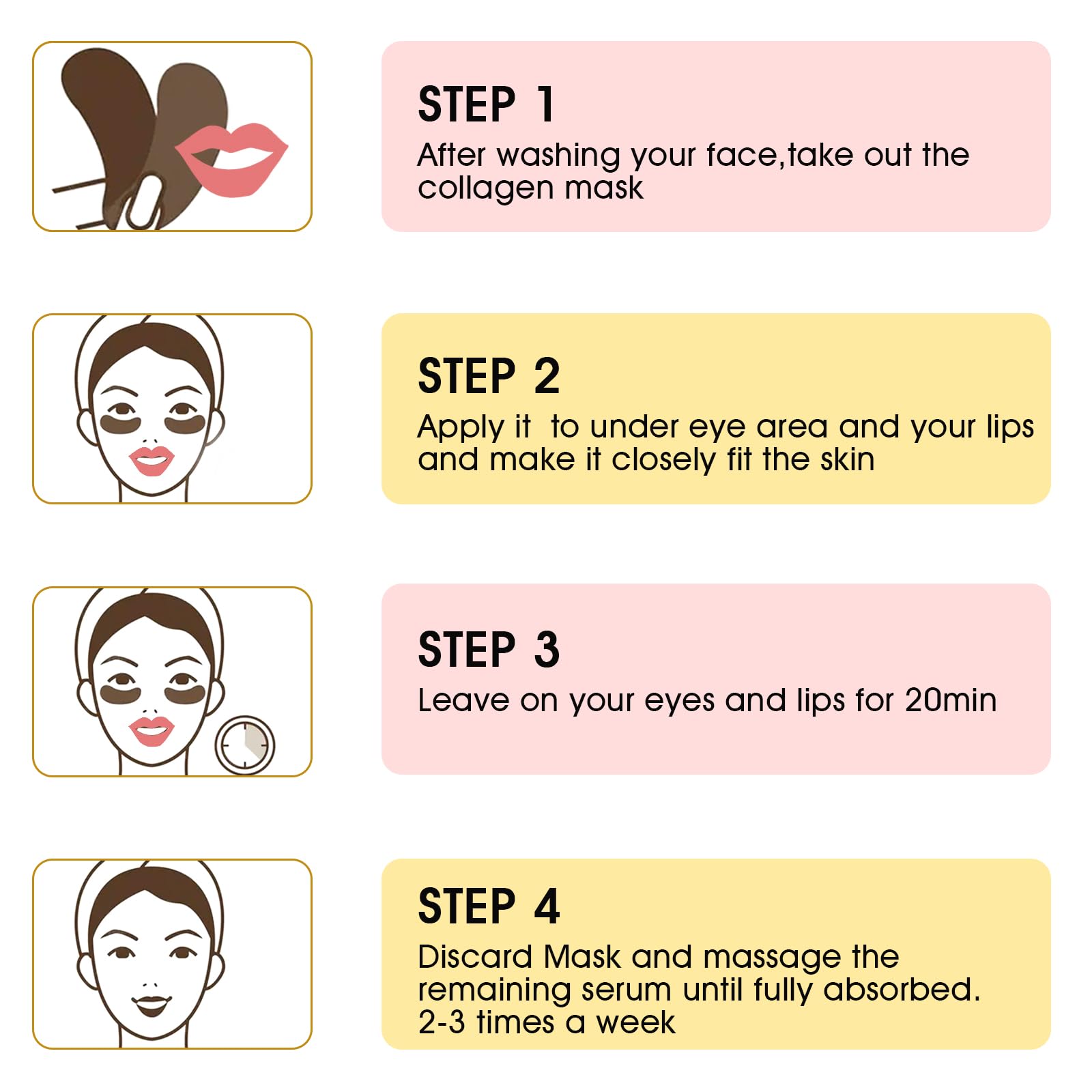 Adofect 40 Pairs Under Eye Patches and Lip Mask 24K Gold Eye Mask for Puffy Eyes Collagen Lip Masks and Crystal Eye Mask Reducing Fine Lines for Women and Men (Gold and Pink) 4