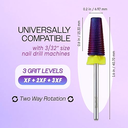 Miniatura 2 de PANA Broca de carburo de uñas 5 en 1  Uso de doble rotación para zurdos y diestros  Extracción rápida de acrílico o gel duro  Mango de 332 pulgadas