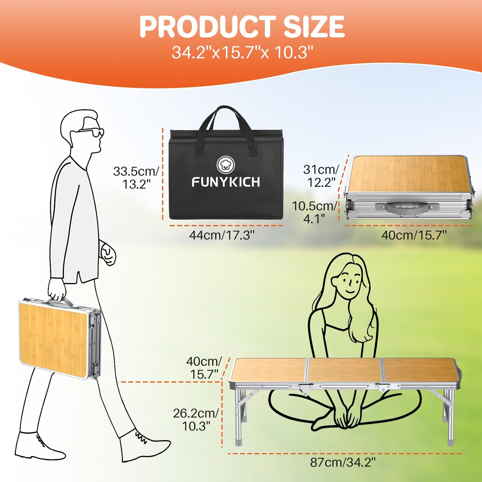 Amazon.com : FUNYKICH 3ft Low Folding Camping Table with Carry Bag