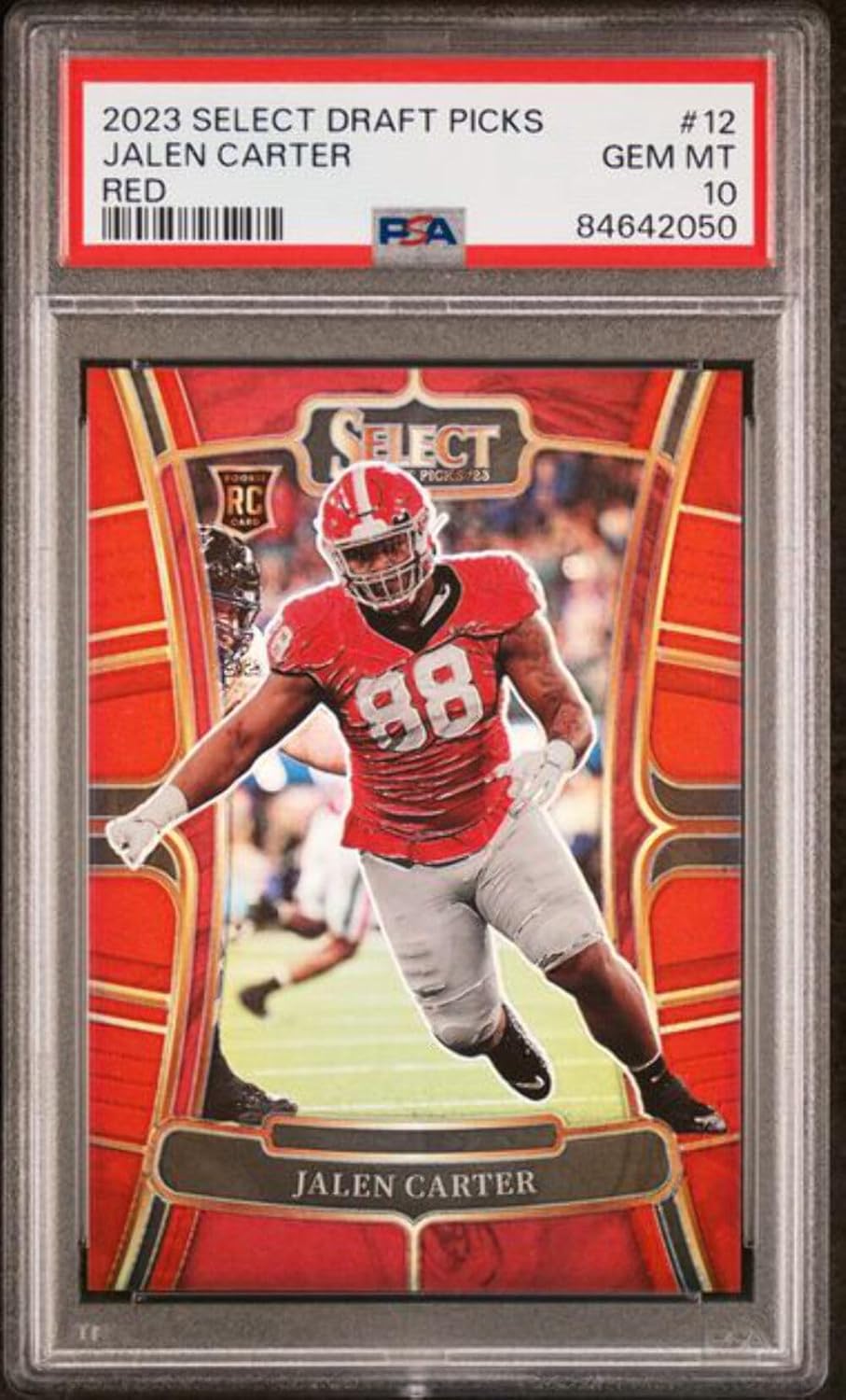 Graded 2023 Panini Select DP Jalen Carter #12 Red Rookie RC Football Card PSA 10 Gem Mint