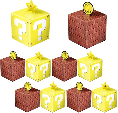 Miniatura 1 de YOPENMOUNE Mario Party Treat Box 24 bolsas de regalo de bloques de ladrillos para videojuegos, suministros de decoración de regalos de fiesta