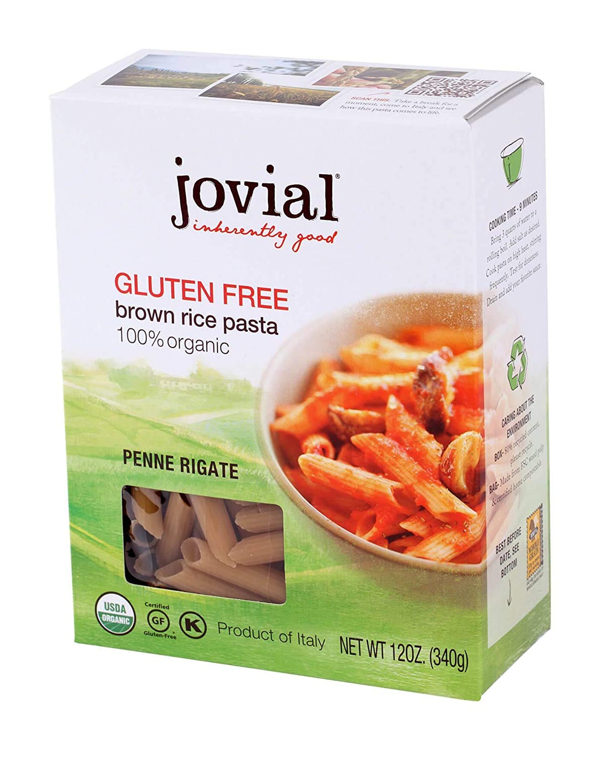 Jovial Pasta de arroz integral orgánica sin gluten, sabor y textura galardonados