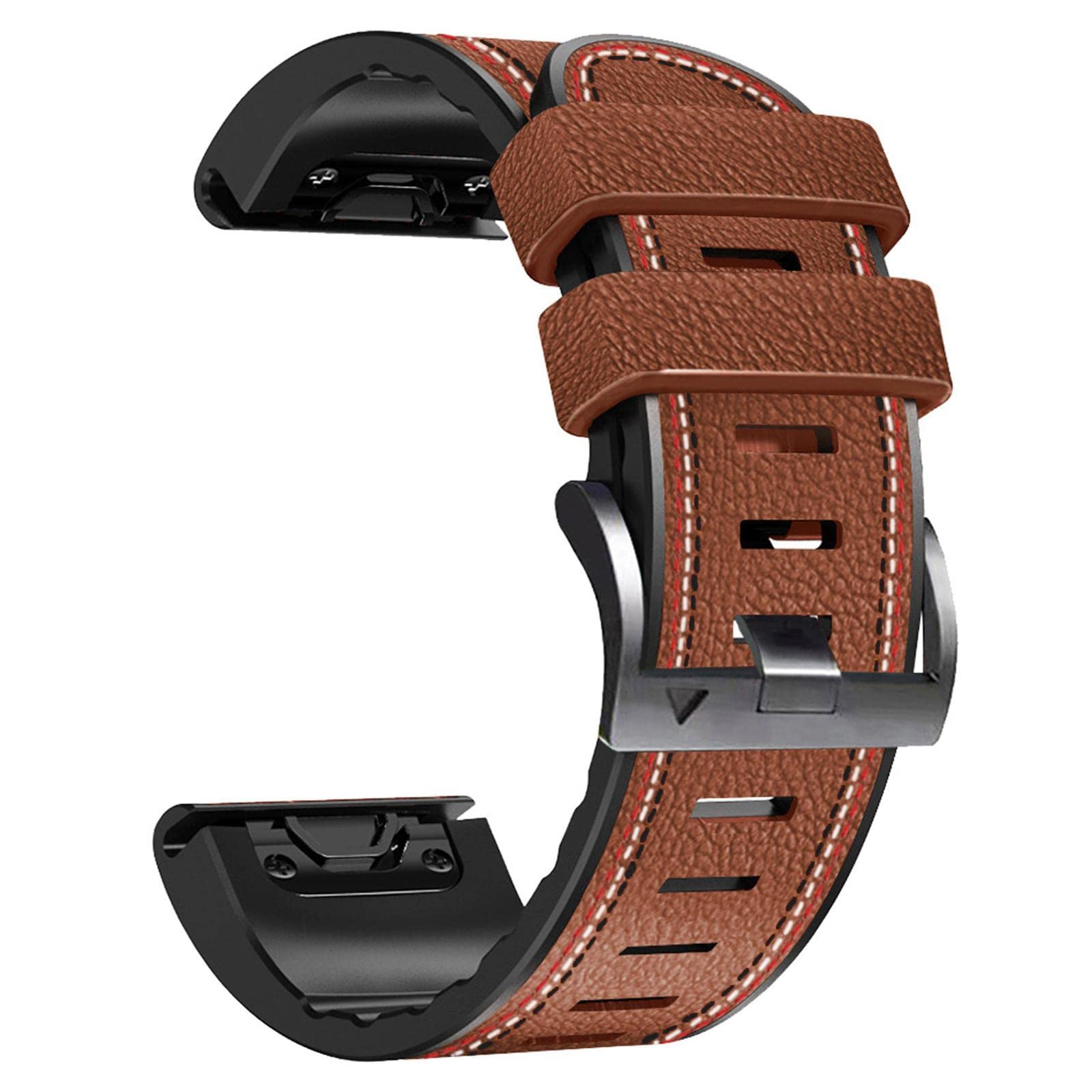 Abanen Quick Fit Watch Bands for Garmin Feinx 8 / epix Pro/Tactix 8 (51mm), Fiber Leather with Silicone Lining Stitches Soft Sweat-proof Strap for Enduro,Tactix Delta,Fenix 7X /6X/5X (Brown)