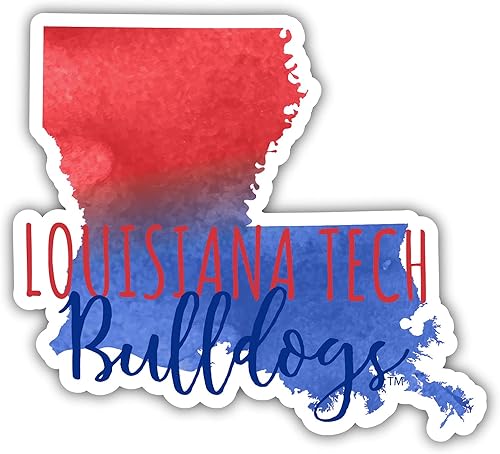 Louisiana Tech Bulldogs - Calcomanía troquelada de acuarela de 2 pulgadas