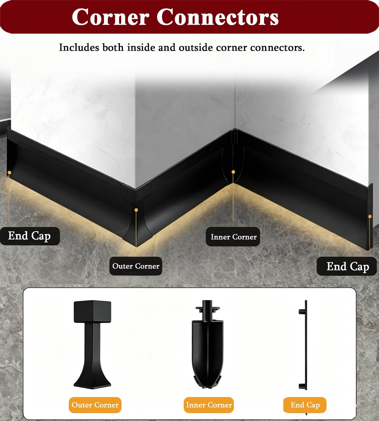 Battiscopa a LED in alluminio, da incasso, per soggiorno/teatro, striscia luminosa a LED, copertura diffusore, 10,5 m