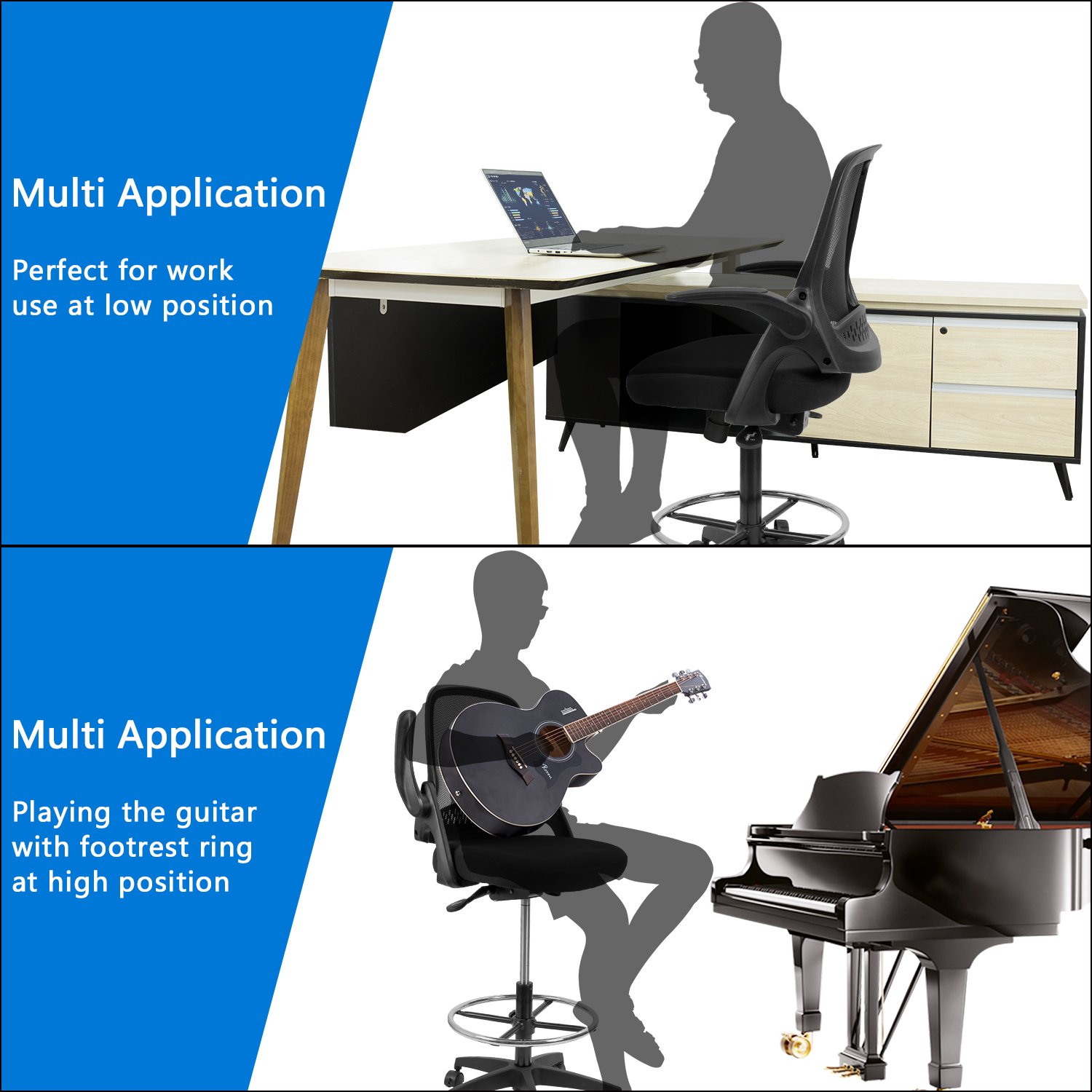 Buy Devoko Drafting Chair Tall Office Chair with Flipup Armrests