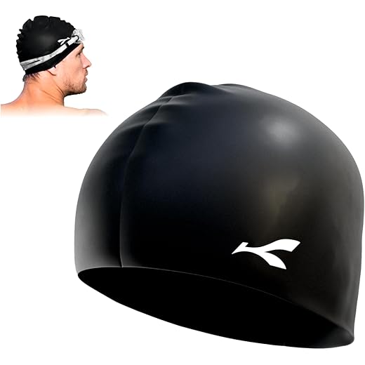 Konex Waterproof Silicone Swimming Cap Black