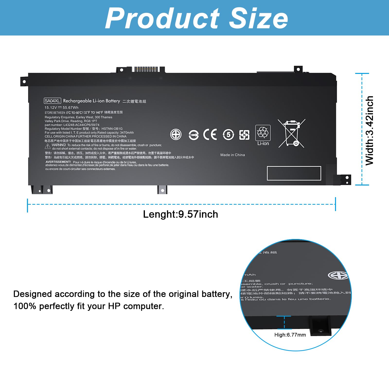 BND SA04XL L43267-005 Laptop Akku Ersatz für HP Envy 15-DR0000 X360 15-DR0010TX Serie Notebook SA04055XL L43248-421 L43248-541 L43248-AC1 L43248-AC1 L43248-AC1 2 15. 12 V, 55,67 Wh, 3470 mAh…