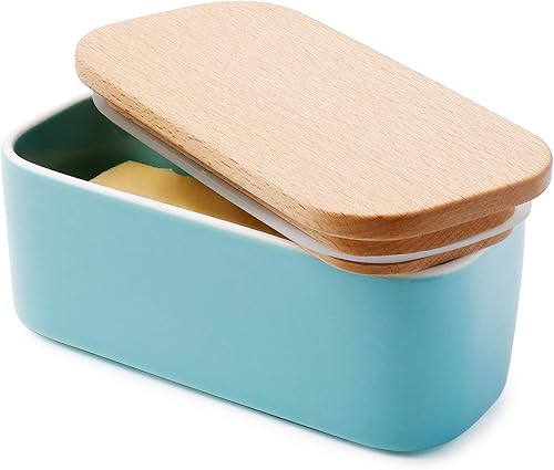 Vista 10 de Mantequera Sweese grande con tapa para encimera, soporte hermético de mantequilla con capacidad para 2 varillas de mantequilla, recipiente de marino