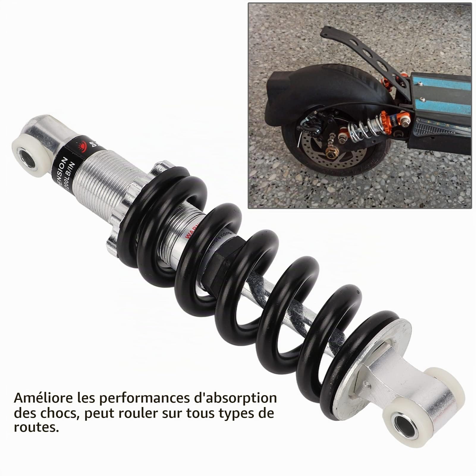 Amortisseur Arrière de Vélo, 190mm 1200 Lbs VTT Suspension Ressort Amortisseurs pour 50cc 70cc 90cc 110cc 125cc Dirt Bike ATV Go Kart Véhicule électrique