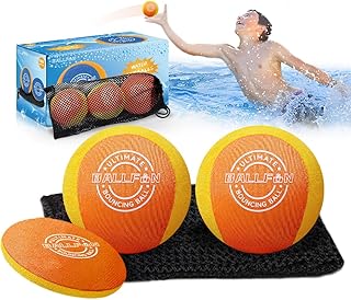 BallFUN Water Skipping Balls for Beach Toys, Pool Balls for Swimming Pool, Splash Water Bouncing Balls for Pool Games with Friends and Family, Wave Jumper Balls for Summer Beach Pool River Lake