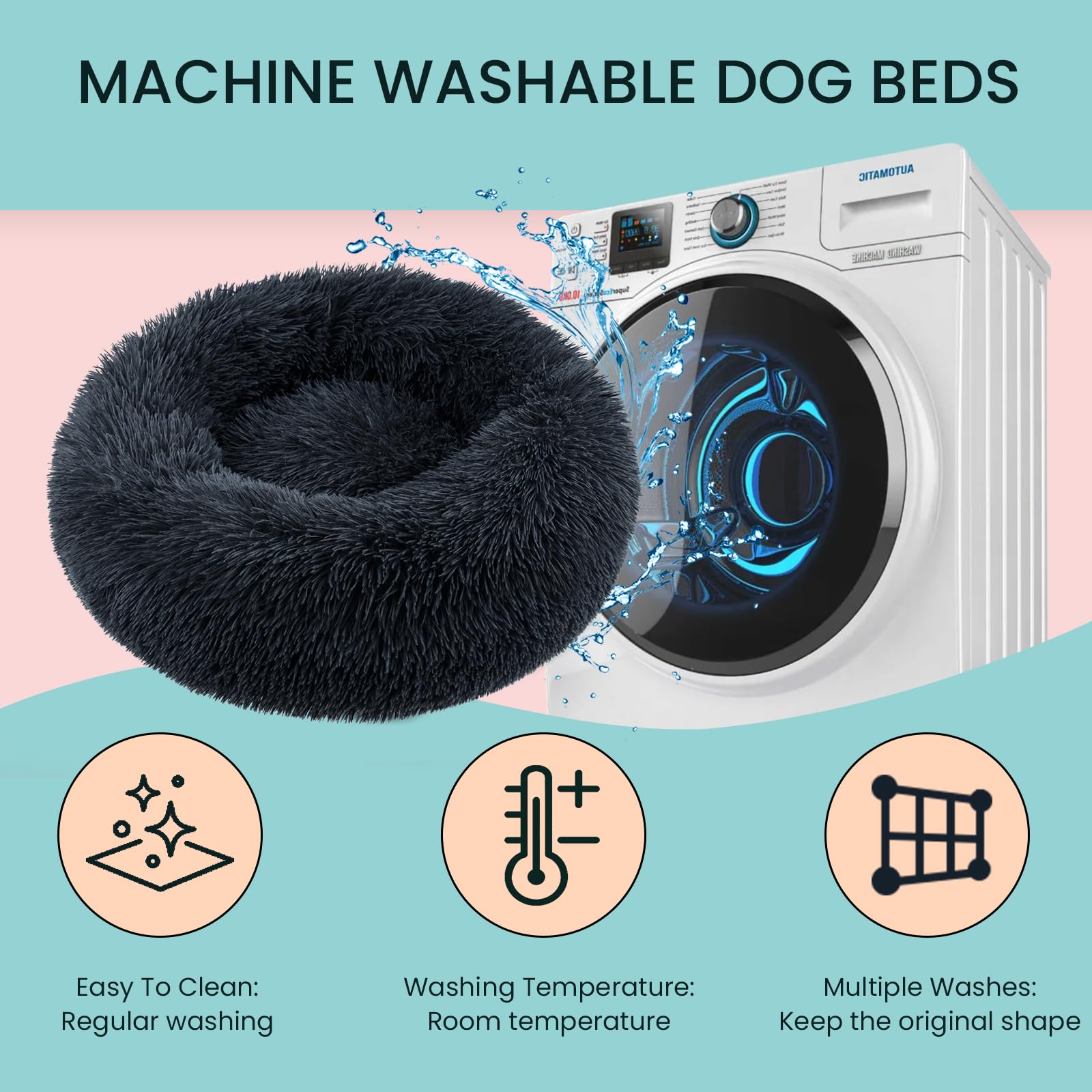 OKPOW Cuccia Morbida per Cani Gatto: Pelosa Lettino Puffy per Cuccioli Nuvola - Lavabile Peluche Ciambella Cuccia Calmante per Animali Domestici