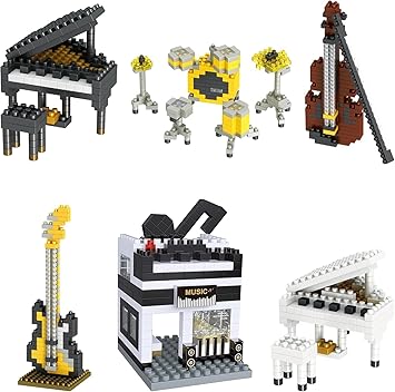 2 Packs - 5000+PCS Mini Building Blocks Sets Magic Castle + 6 Packs Musical Instruments Micro Mini Blocks Bricks Toys for Party Favors, Goodie Bags, Birthday Gifts