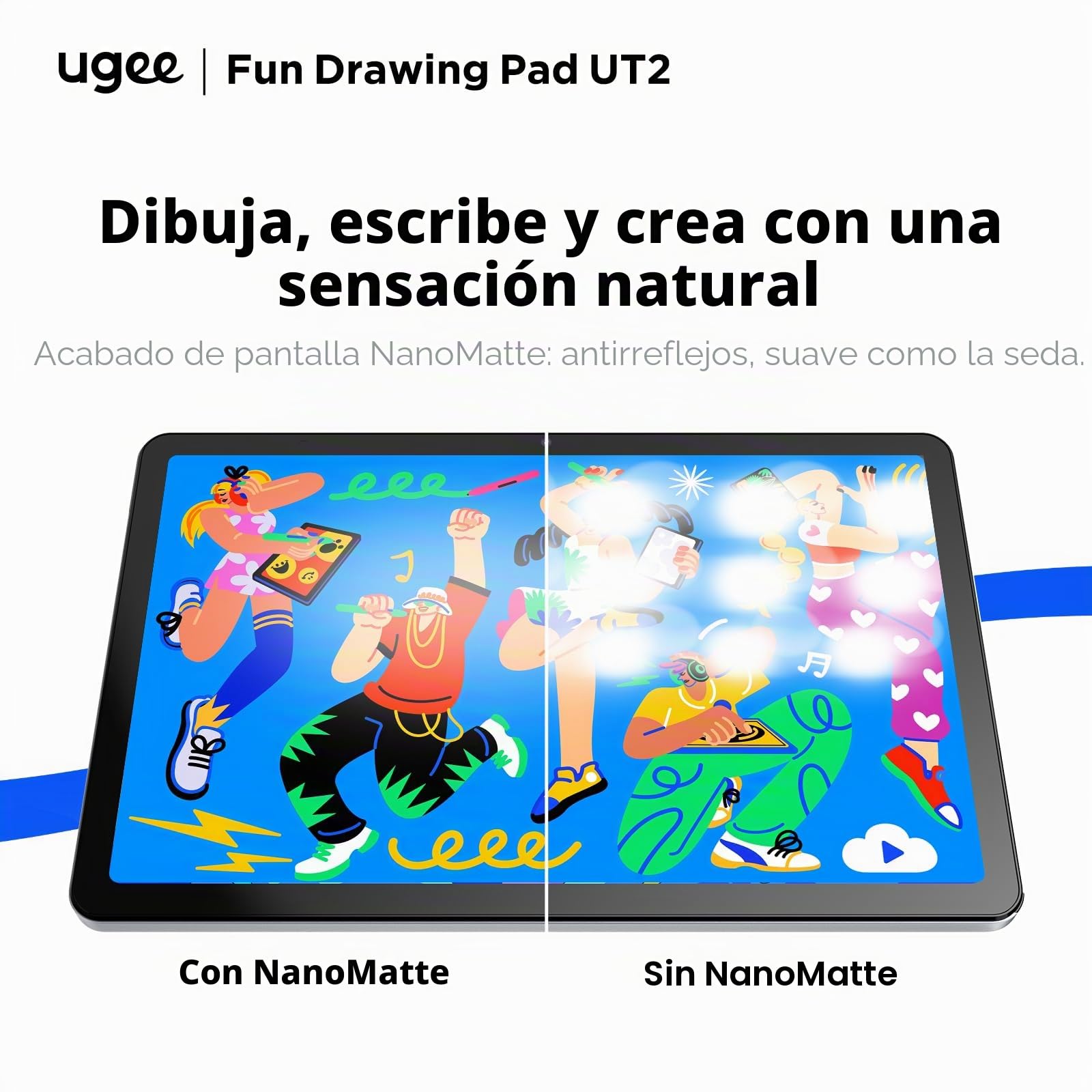 UGEE UT2 Android 14 Fun - Bloc de dibujo independiente, no necesita computadora, con pantalla 2K de 10.45 pulgadas y acabado NanoMate; lápiz U incluido en el paquete
