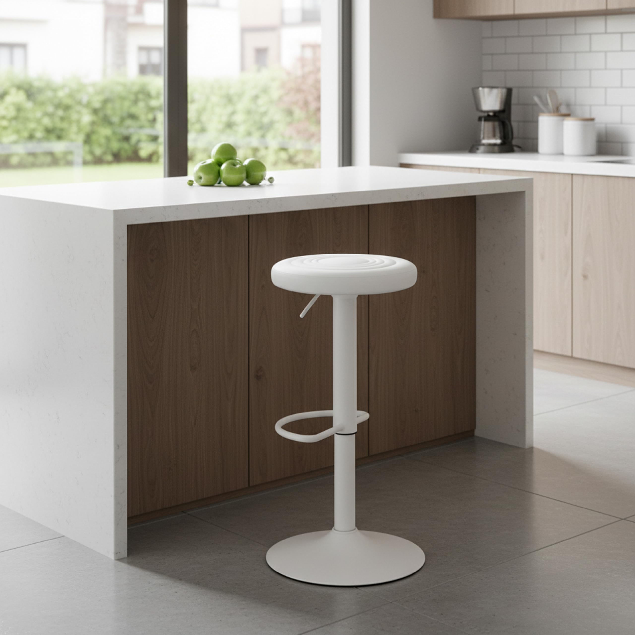 Baroni Home Tabouret De Bar Pivotant Hauteur Réglable, Assise En Plastique Et Schineale Base Chromee Repose Pieds Et Fond Anti Rayures 37 X 45 X 59 79 Cm