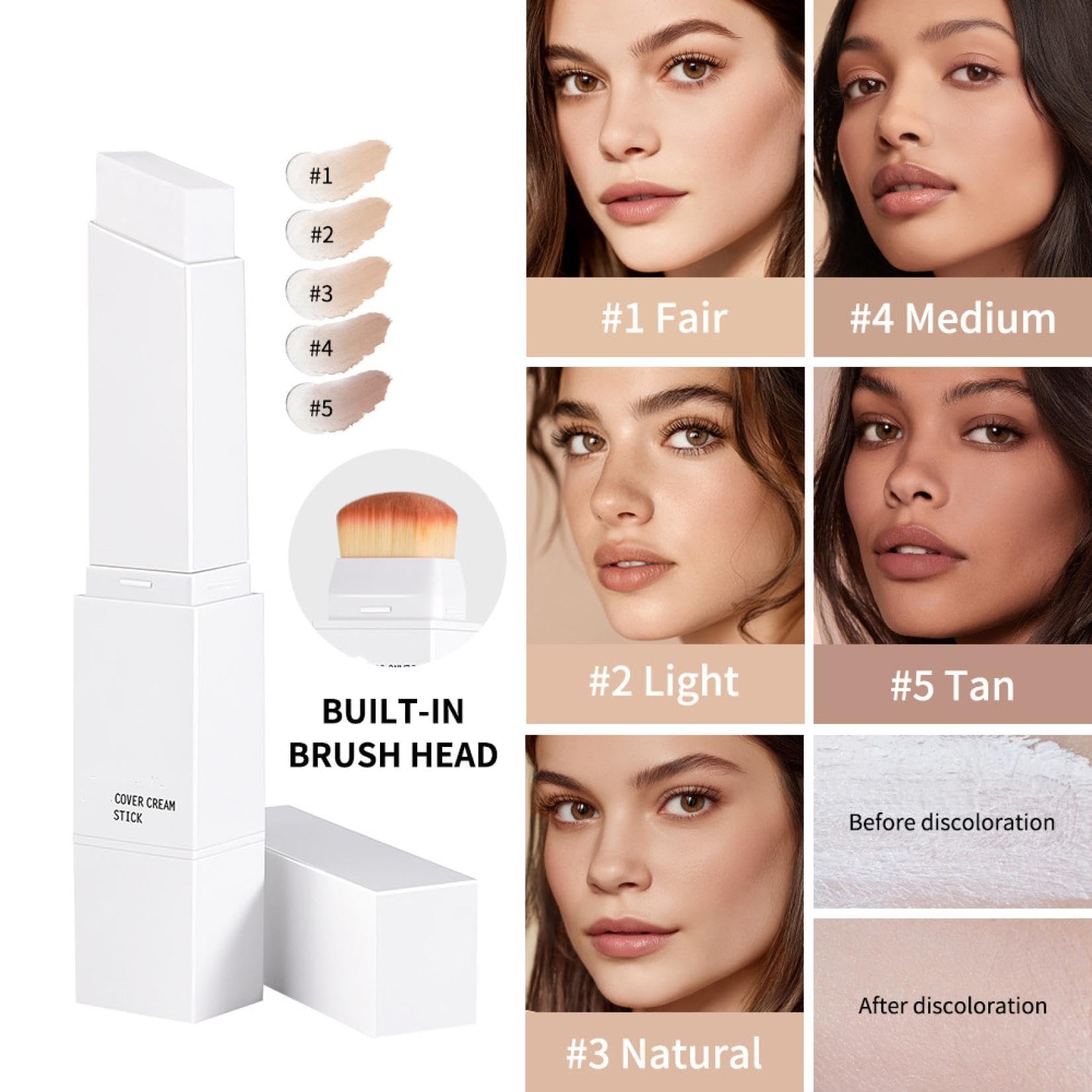 Fond De Teint Coréen 2 En 1 Stick, Fond De Teint Essence Couvrant Imperfections, Fond De Teint Blanc Qui S'adapte à Ta Peau, Facile à Appliquer,Résistant à L'eau, Facile à Transporter (Light) - 2