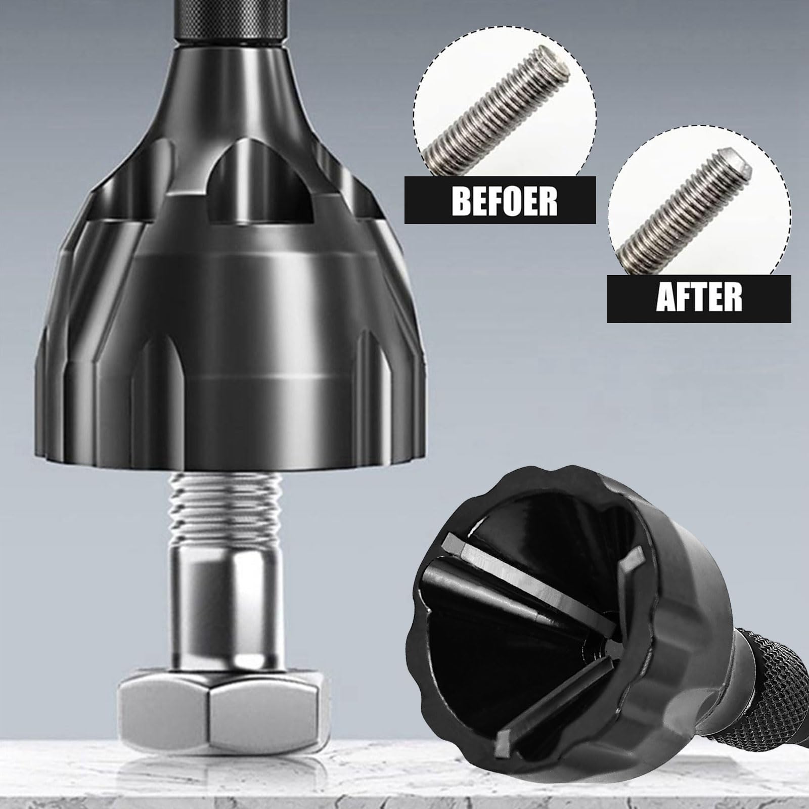 Herramienta de Chaflán Externo, Desbarbador de Pernos 3-20 mm, Acero Inoxidable Negro