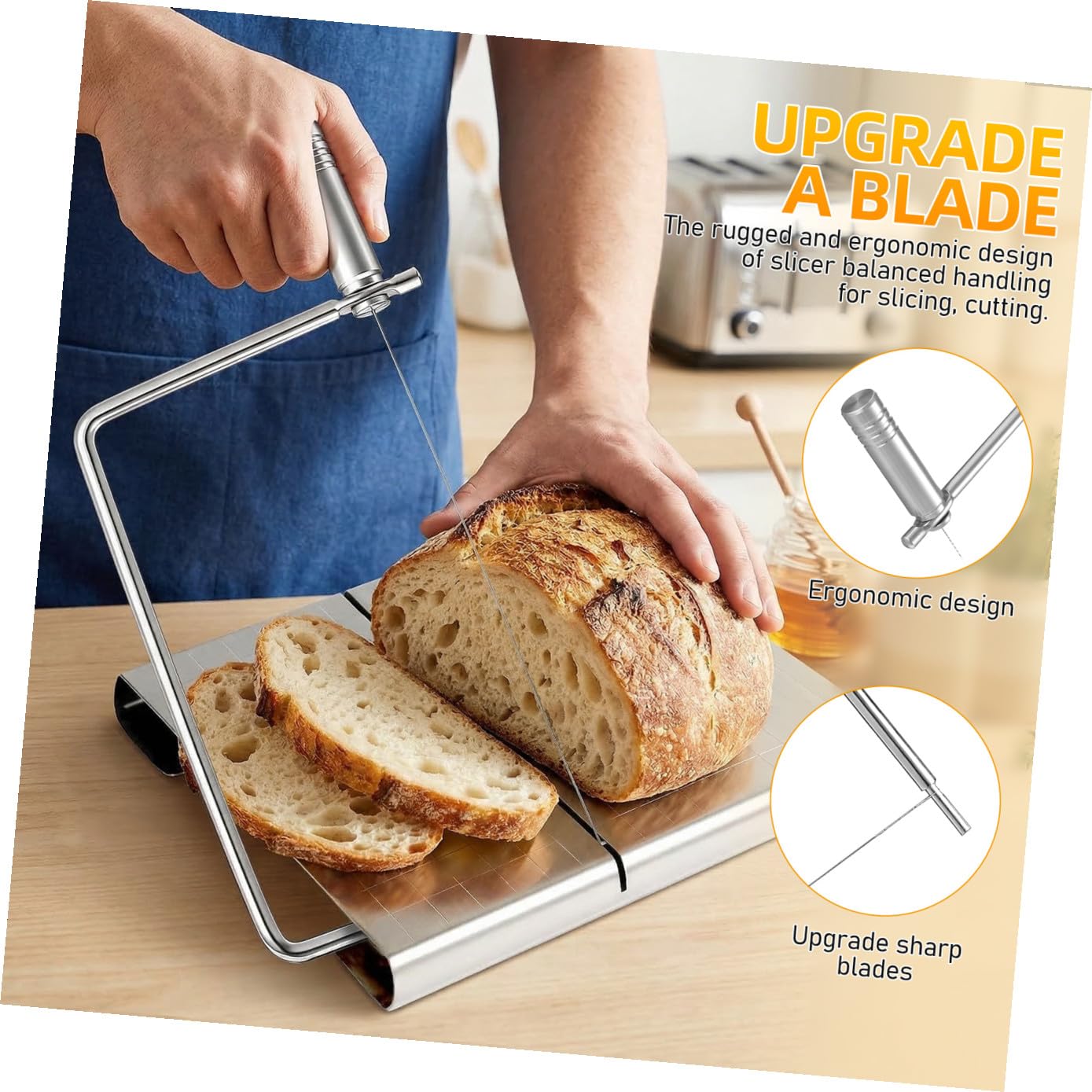 MAGICLULU 5 Stück Edelstahl Käseschneider mit Ergonomischem Griff Rostfrei Präziser Blockkäse Butter- Langlebig und Handlich für Partys und Dinner