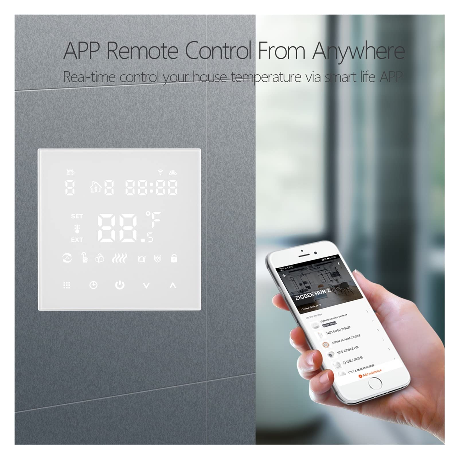 Cyfrowy higrometr termometr wewnętrzny Tuya WiFi Smart Thermostat, Elektryczna Ogrzewanie podłogowe Ogrzewanie Wody/Gaz Pilot Pilot Z wyświetlaczem LCD(Wit)