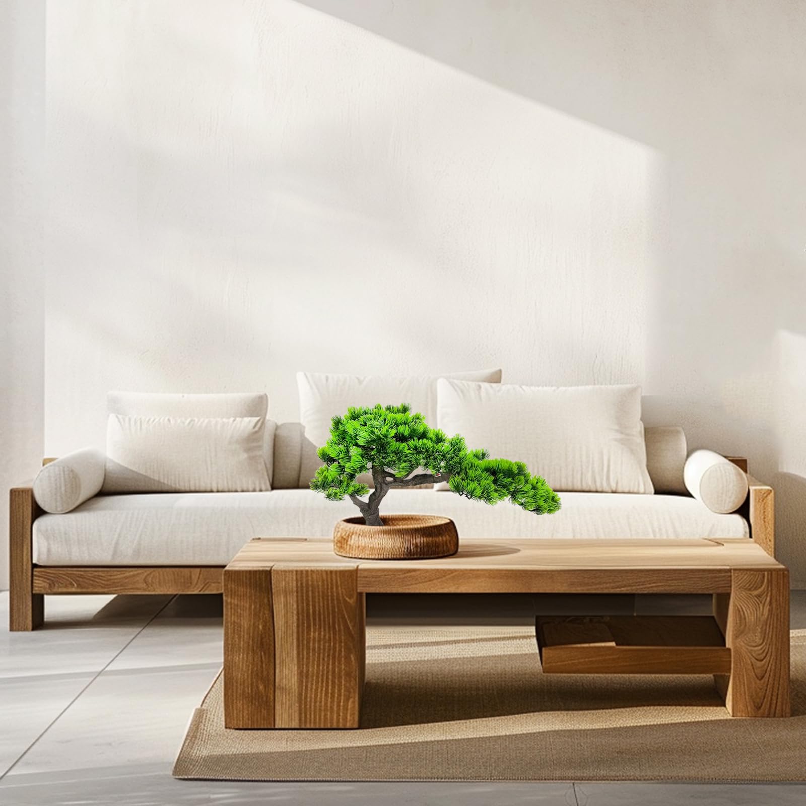 VIGGDA 3ft（36in） Artificial Bonsai Tree Juniper Faux Plants Indoor Big Fake Plants Decor with Ceramic Pots for Home Table Office Desk Shelf Bedroom Living Room Decorations (Green): Green 15in