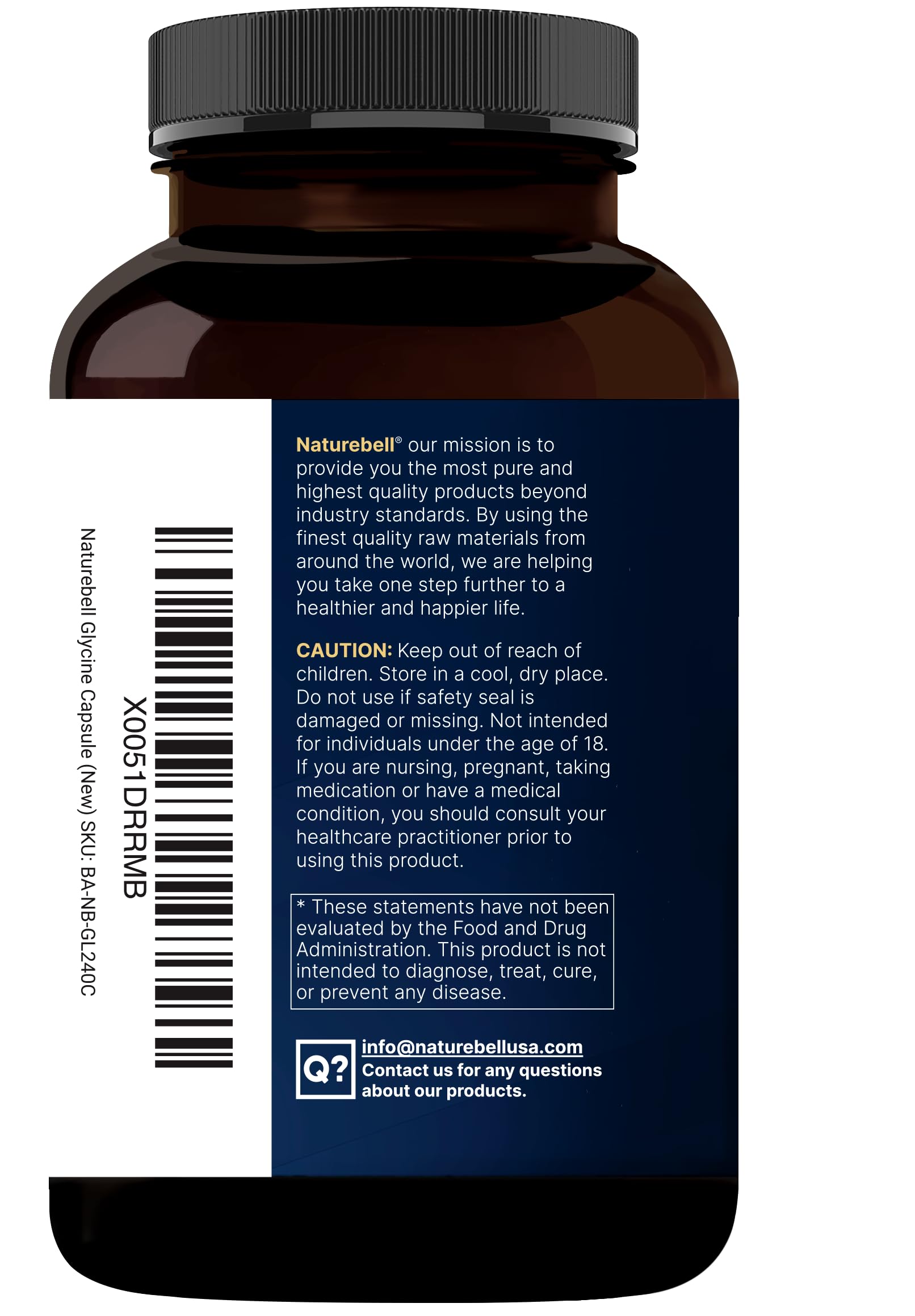 NatureBell Glycine 1,000 mg Per Serving, 240 Vegetarian Capsules – Free-Form Glycine Supplement – 120 Servings – Non-GMO, Gluten Free — Amazon image 8