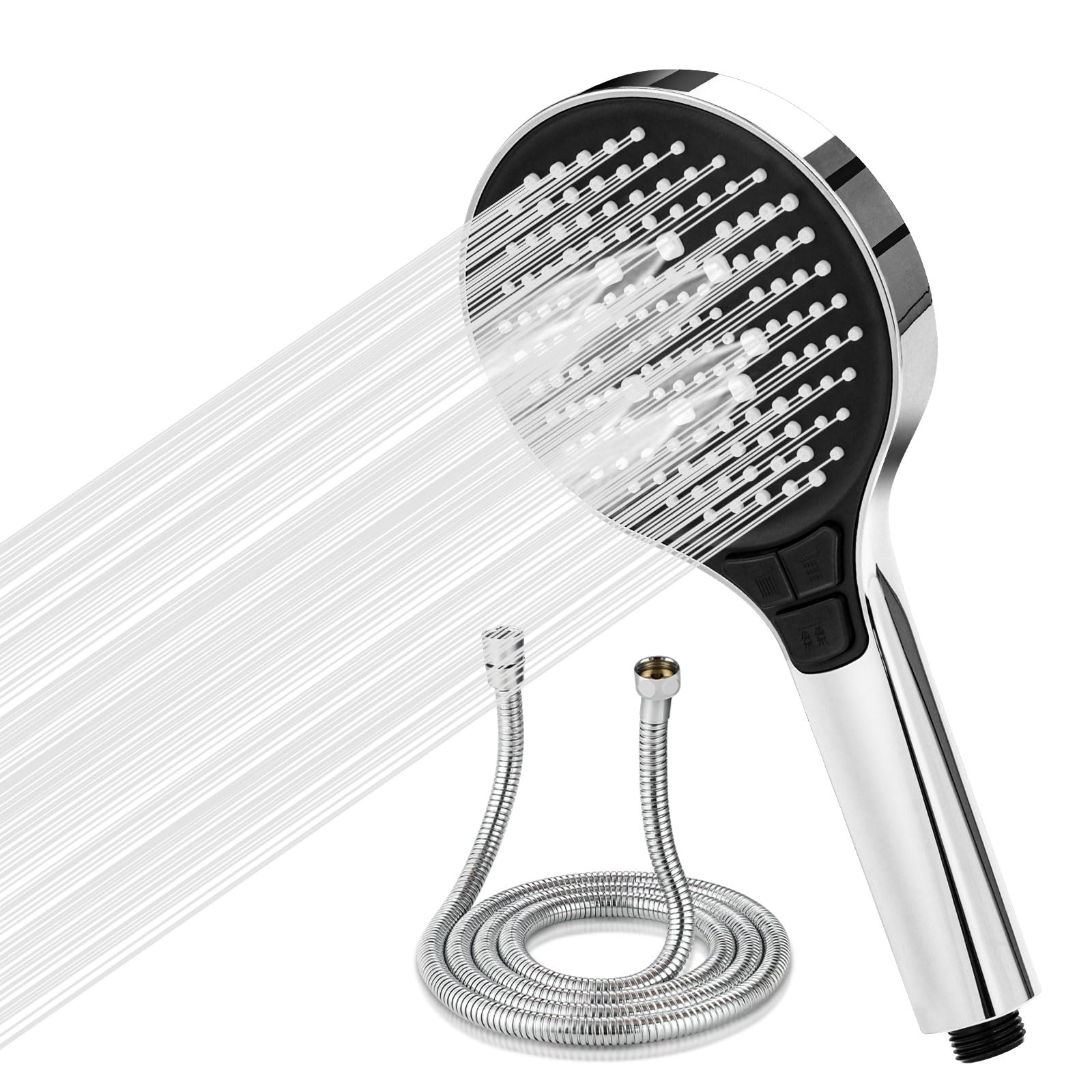 Set Soffione Doccia Con 5 Modalità E Tubo 2m - Alta Pressione Per Acqua Dura, Facile Da Pulire - Foto 4