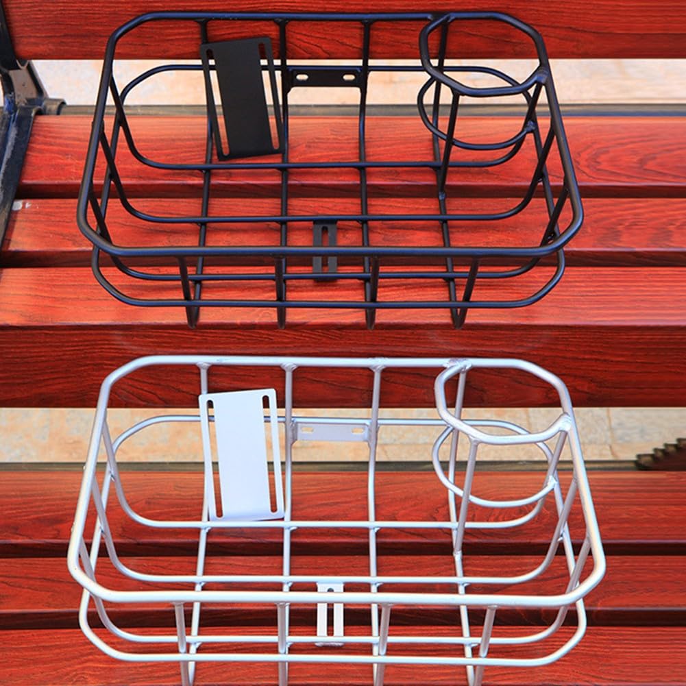 Cesta delantera de aleación de aluminio para bicicleta con soporte para botella de agua, fuerte capacidad de carga, para un diseño compacto, apto para bicicletas de montaña y ocio