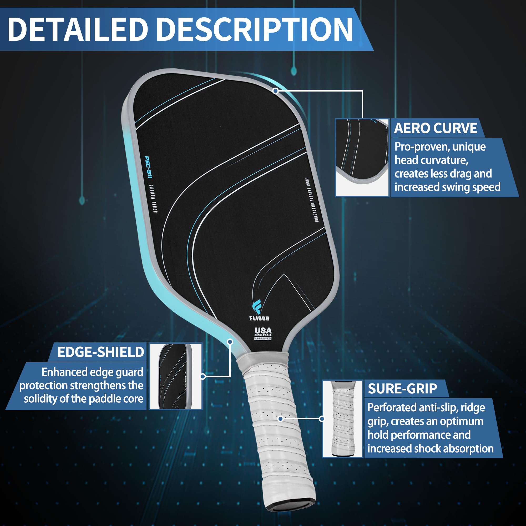 Amazon.co.jp: ピックルボールパドル、USAPA承認、T700未加工カーボン