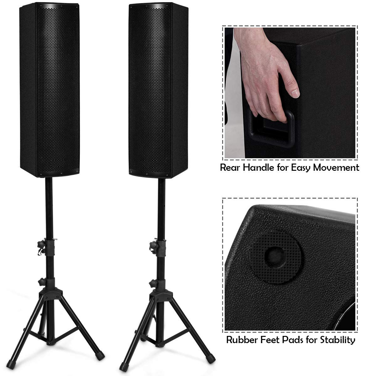 Costzon 3Way Powered PA Speaker, 2000W Active Portable DJ Speaker with