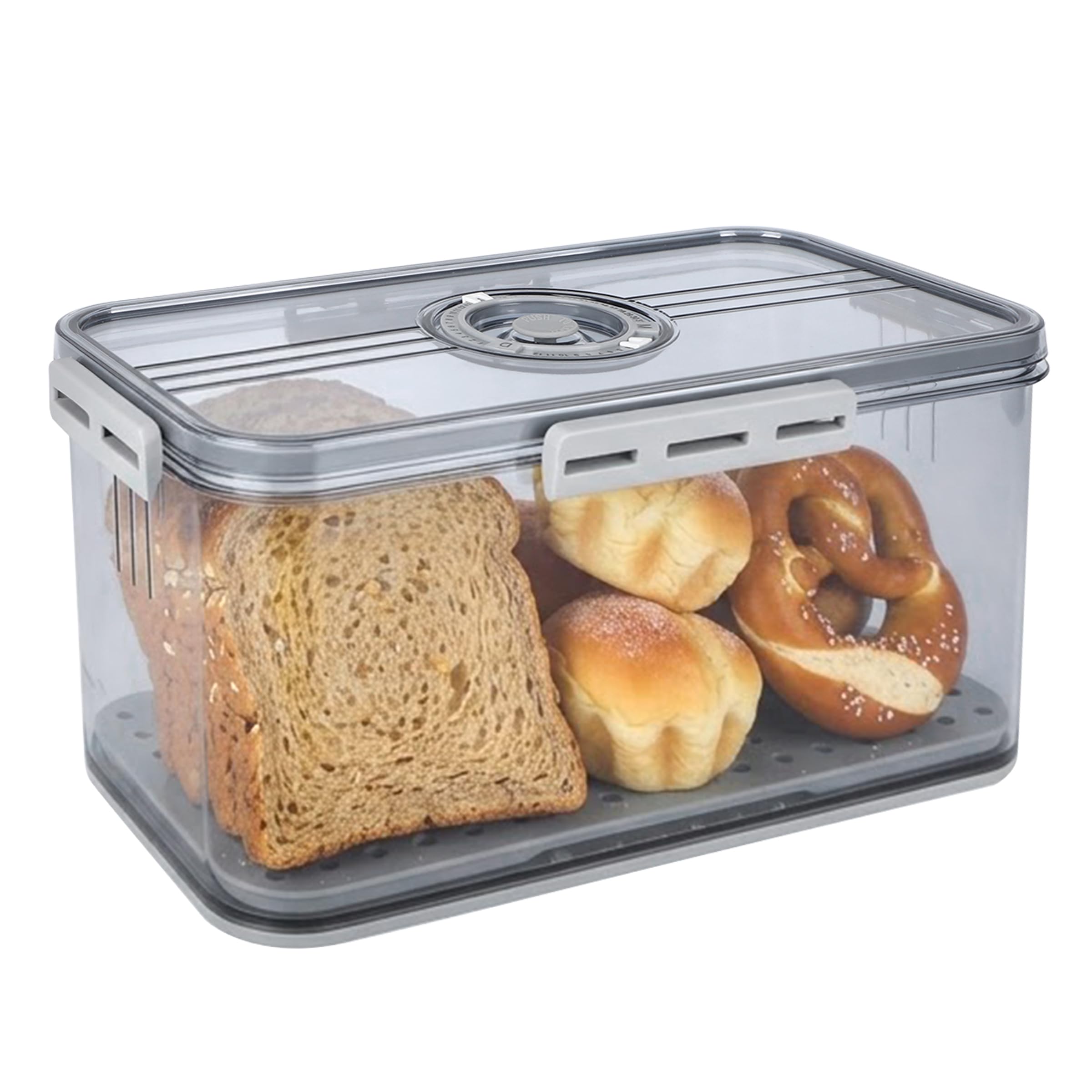 Bread Box with Airtight Time Recording Lid, Large Bread Storage Container